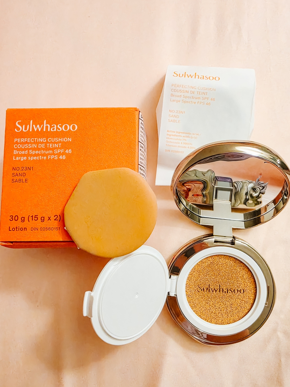 Like New - Sulwhasoo - Perfecting Cushion Foundation w/ SPF 46 - Sand (No. 23N)